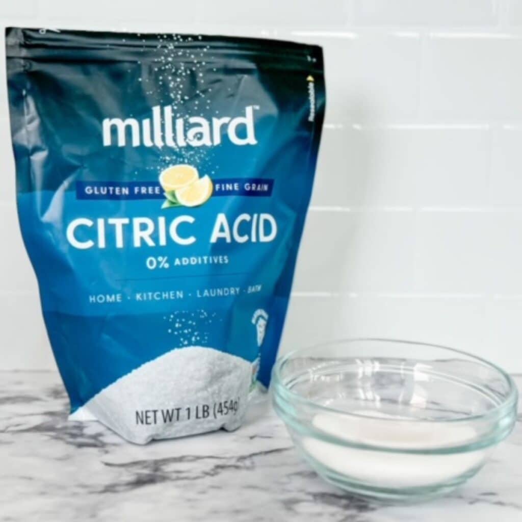 citric acid in a bowl for white chalky residue